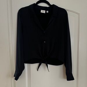 Wilfred Black Tie-Front Button Down Shirt